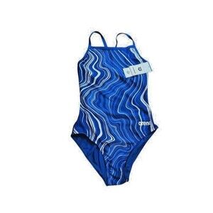 ARENA Womens Size 32 Standard Performance Marbled Swimsuit Light Drop Back Train